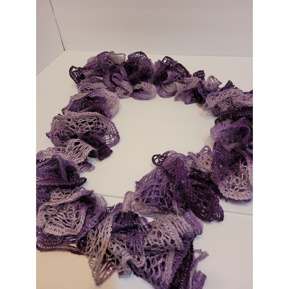 woman's handmade crochet purple twisty‎ scarf